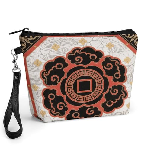 Bolsa de maquillaje elegante con asa Entwined Lotus, el neceser ideal para tus viajes