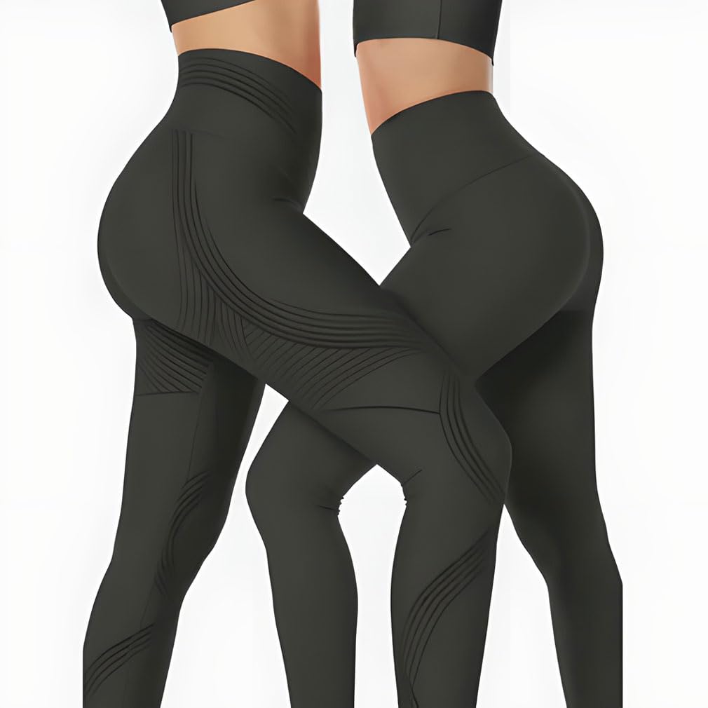 Generico Leggings 3D Anticellulite Donna Vita Alta – Leggins Modellanti a Compressione Graduata Senza Cuciture, Pantaloni Fitness Traspiranti Squat-Proof per Palestra e Yoga