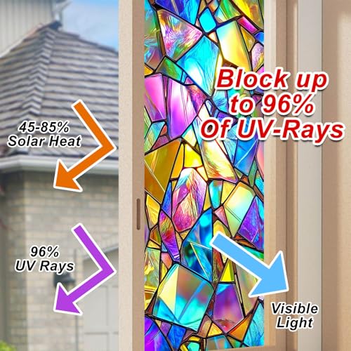 Película decorativa de ventana vidriera BlissYard 17.7 x 39.3 pulg miniatura 4