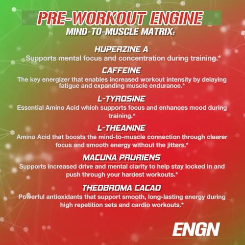 Image of Evlution EVL Intense Pre Workout with Creatine - ENGN Energizing Pre Workout for Men Powder Drink for Lasting Energy Focus and Recovery - with Beta Alanine Caffeine and L Theanine - Cherry Limeade