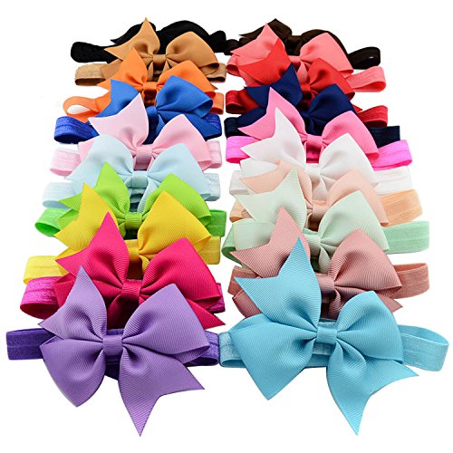 40pcs Baby Girls Headbands 4" Grosgrain Ribbon Hair Bows Headband Hair Band for Baby Girls Infants Toddlers Kids Teens