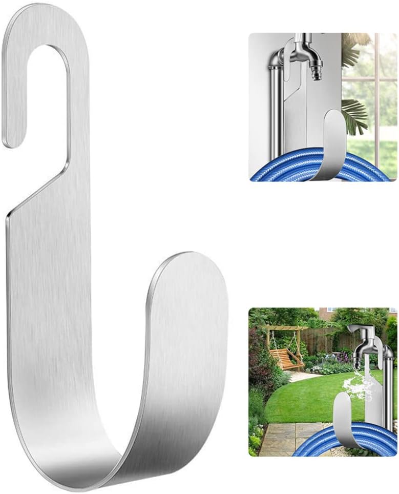 Garden Hose Pipe Holder, 7.9x5.5x3.7 Inch Hose Holder Wall Mount Stainless Steel Hose Hanger Bear up to 5kg Garden Hose Wall Bracket for Hose Pipe Organize image 2