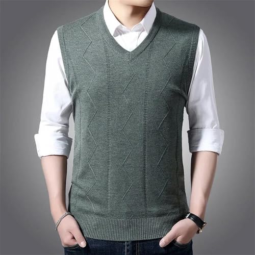 Men's V Neck Sleeveless Sweater Vest Classic Soft Argyle Business Casual Knit Pullover Top2