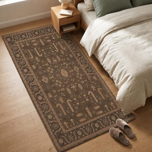 Image of Medallion Vintage Look Carpet for Living Room Bedroom Dining Room | Washable Area Rug with Non Slip TPR Backing | Modern Floor Carpet for Home(Design03-6x9 Feet)