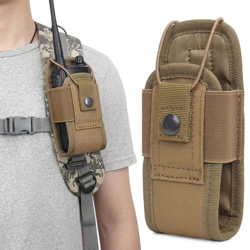 LYQNIHOB 1x Pochette d'Interphone Tactique, Support de Radio pour Talkie-walkie, Sac de Rangement pour interphone, Pochette Talkie-Walkie, Support pour Talkie-walkie, pour Talkie-walkie, jaune terreux