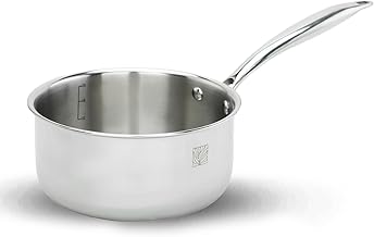 Earthy Fables Triply Stainless Steel Saucepan, Milk Pan/Tea Pan/Chai Pan, 14cm, 1.1Ltr, 0.67kg, Food Safe, Easy to Clean & Rust Resistant, Induction & Gas Stove Safe