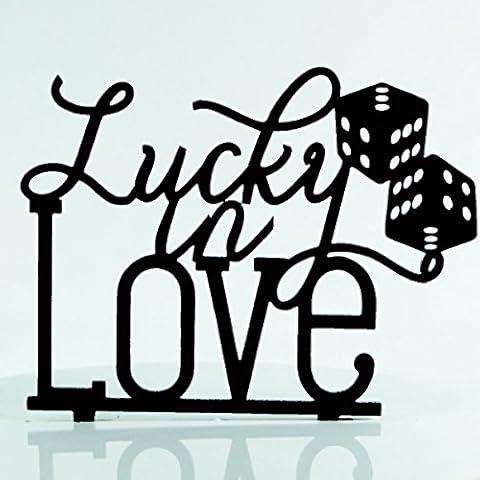 Lucky in Love Proposal Wedding Engagment Decoration Cake Topper Mirror Acrylic Silhouette (Black) Cover