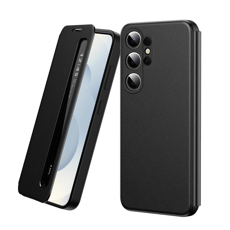 Image of Galaxy S23 5G Ultra Series Intelligent View Side Window Flip Case Compatible with Galaxy S23 Ultra Smart Window Display Case (Black, Samsung Galaxy S23 Ultra 5G)