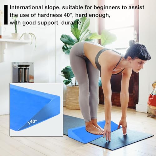 Yoga Foam Wedge - Squat Wedge Block | Groot Yoga Wigblok | Yoga Wedge | Foam Helling Board Kuitstretcher | Kuitstretcher | Kniebeschermer voor professionals, beginners in yoga en pilates (blauw) - Afbeelding 4
