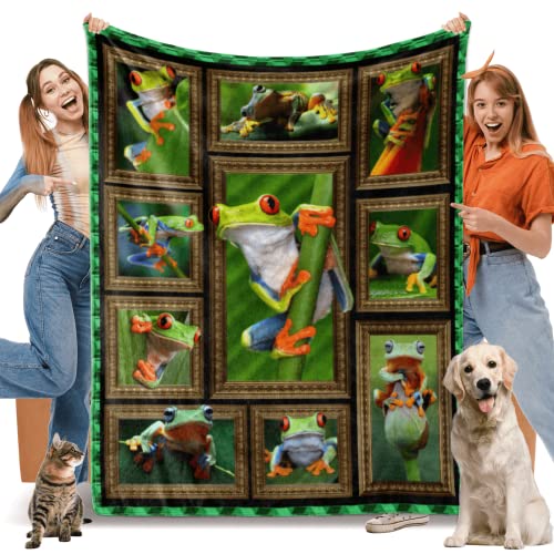 Frog Blanket for Women Men, Frog Gifts for Mens Womens, Soft Cozy Lightweight Warm Flog Blankets and Throws for Sofa Living Room Decor, 60" x 80"