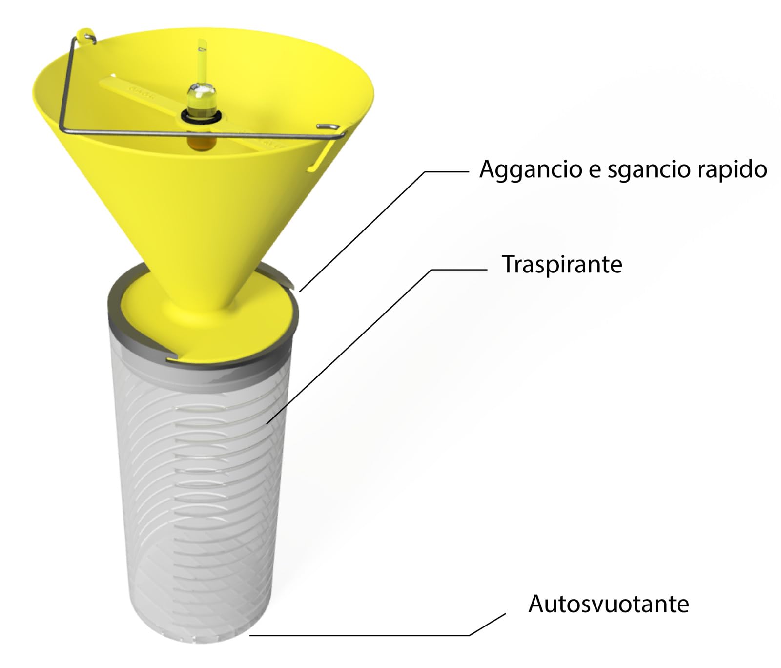 P.O.P.Y. | Serbatoio POPY per Trappola Popillia Japonica – Biologico, Traspirante e Autosvuotante con Aggancio Rapido – Svuotamento Facile e Sicuro, Cattura Massale