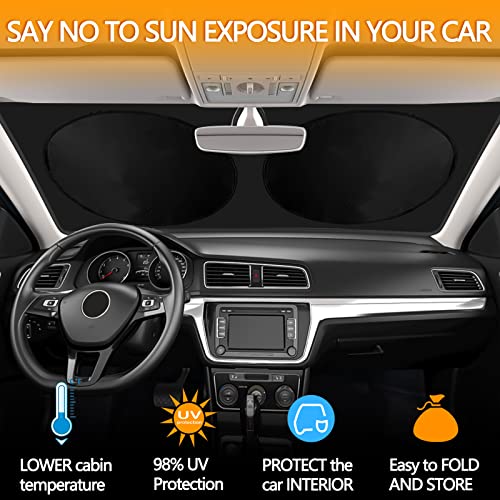 Superkaka Windshield Sun Shade For Sedan, Car Visor With Beautiful Print, Folding Car Visor With Storage Bag #TOP2