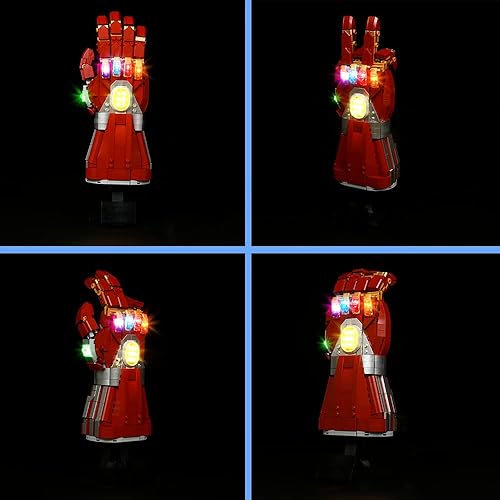 Miniatura 4 de VONADO Kit de luces LED para Lego Marvel Nano Gauntlet 76223, iluminación de bricolaje compatible con Iron Man Gauntlet Lego 76223 (sin modelo