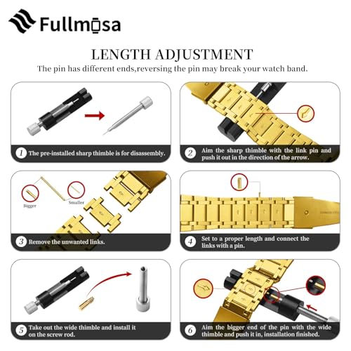 Image of Fullmosa Metal Bands With Case [Watch NOT Included] Compatible Apple Watch Strap 41mm 40mm 38mm, Steel Apple Watch Band for iWatch SE3 SE2 SE Series 9 8 7 6 5 4 3 2 1,41mm 40mm 38mm,Golden