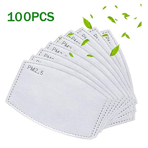 100PCS PM2.5 Replaceable Filters, Universal Activated Carbon Protective Mouth Face Cover Insert Replaceable