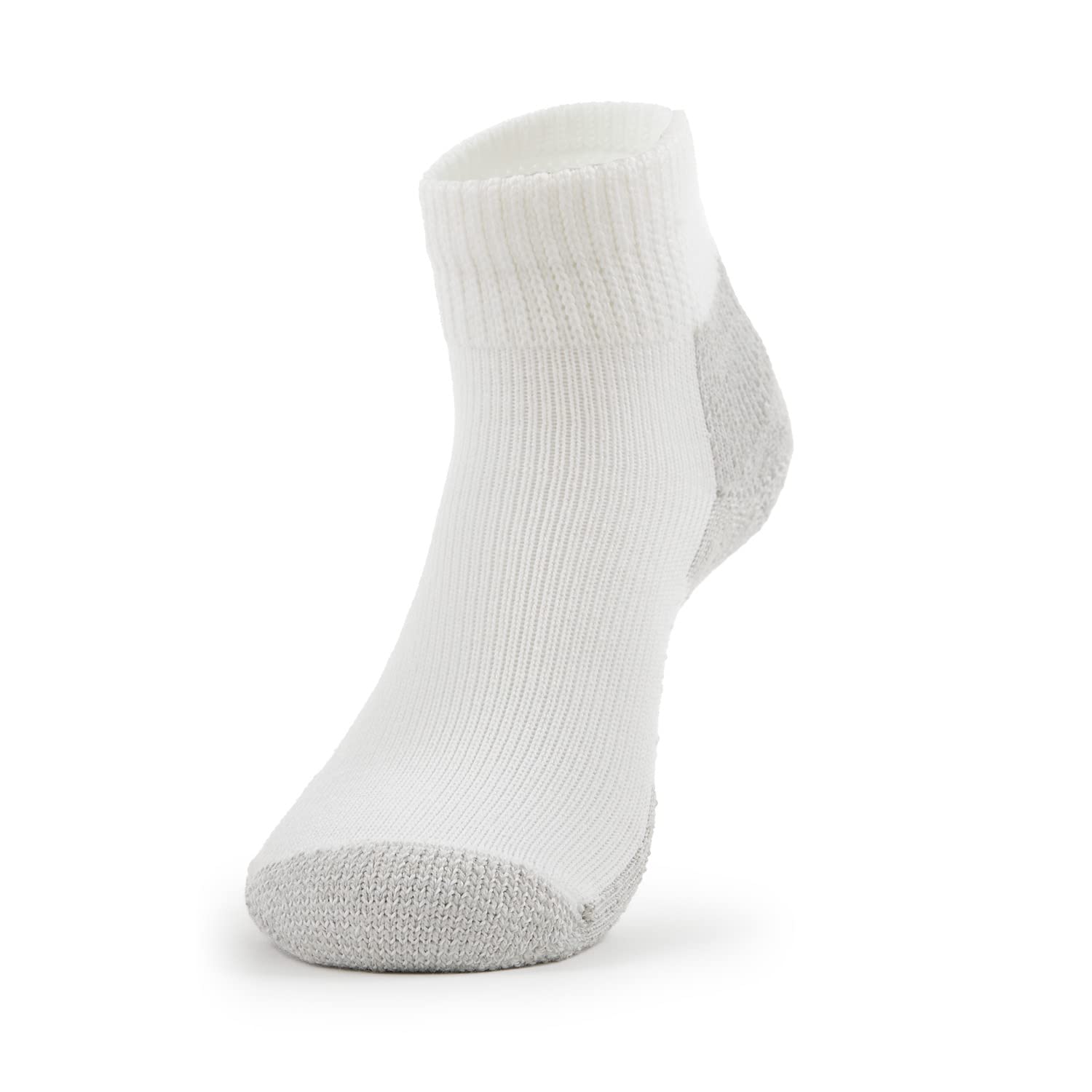 Thorlos Unisex's JMX Maximum Cushion Ankle Running Sock, White/Platinum (1 Pair), Large