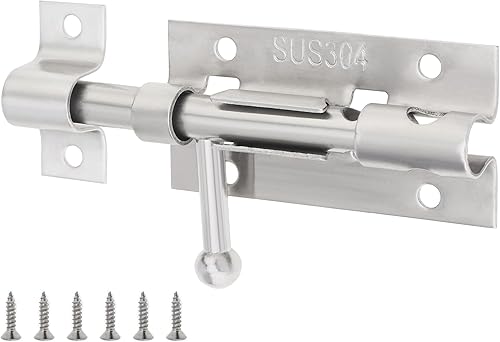 Miniatura 3 de Pestillo de cerradura de puerta con perno de barril, paquete de 2 cierres de puerta corrediza de acero inoxidable 304 de 4 pulgadas de grosor con