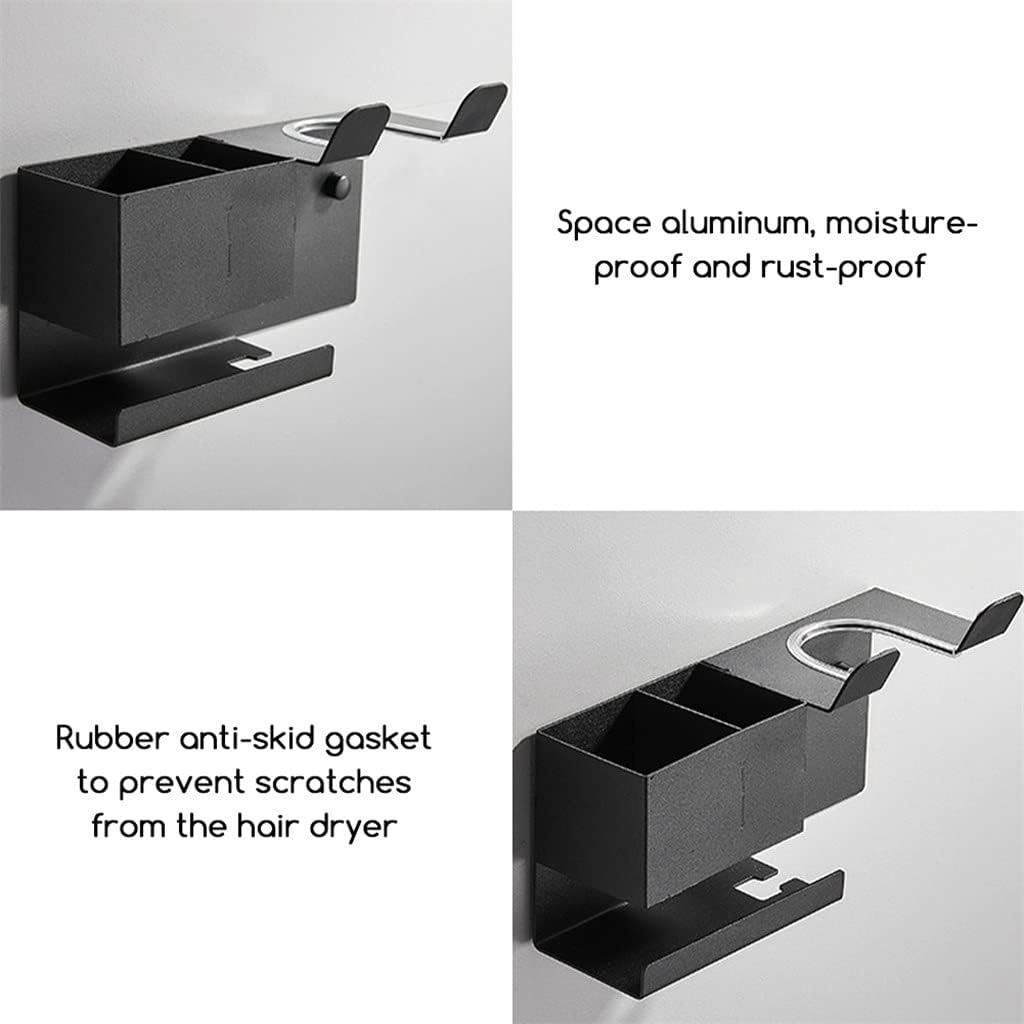 Wall Mounted Easy Install Heavy Duty Durable Bathroom Home Hair Dryer Holder Solid Multi Compartment (D 1)