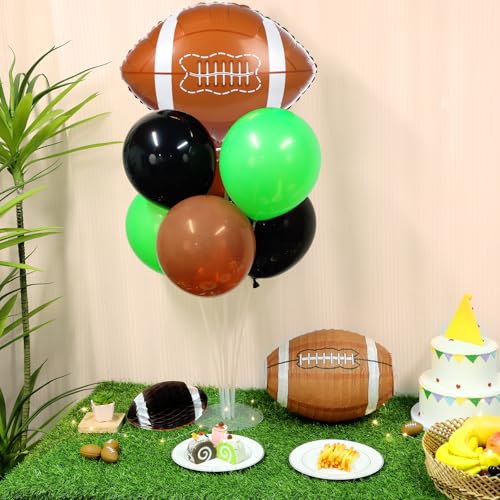 Image of 2 Sets Football Party Balloons Stand Kit with 2 Rugby Ball Foil Balloons Sports Football Party Balloon Centerpiece for Tables for Tailgate Game Day Birthday Sports Event Rugby Themed Decorations