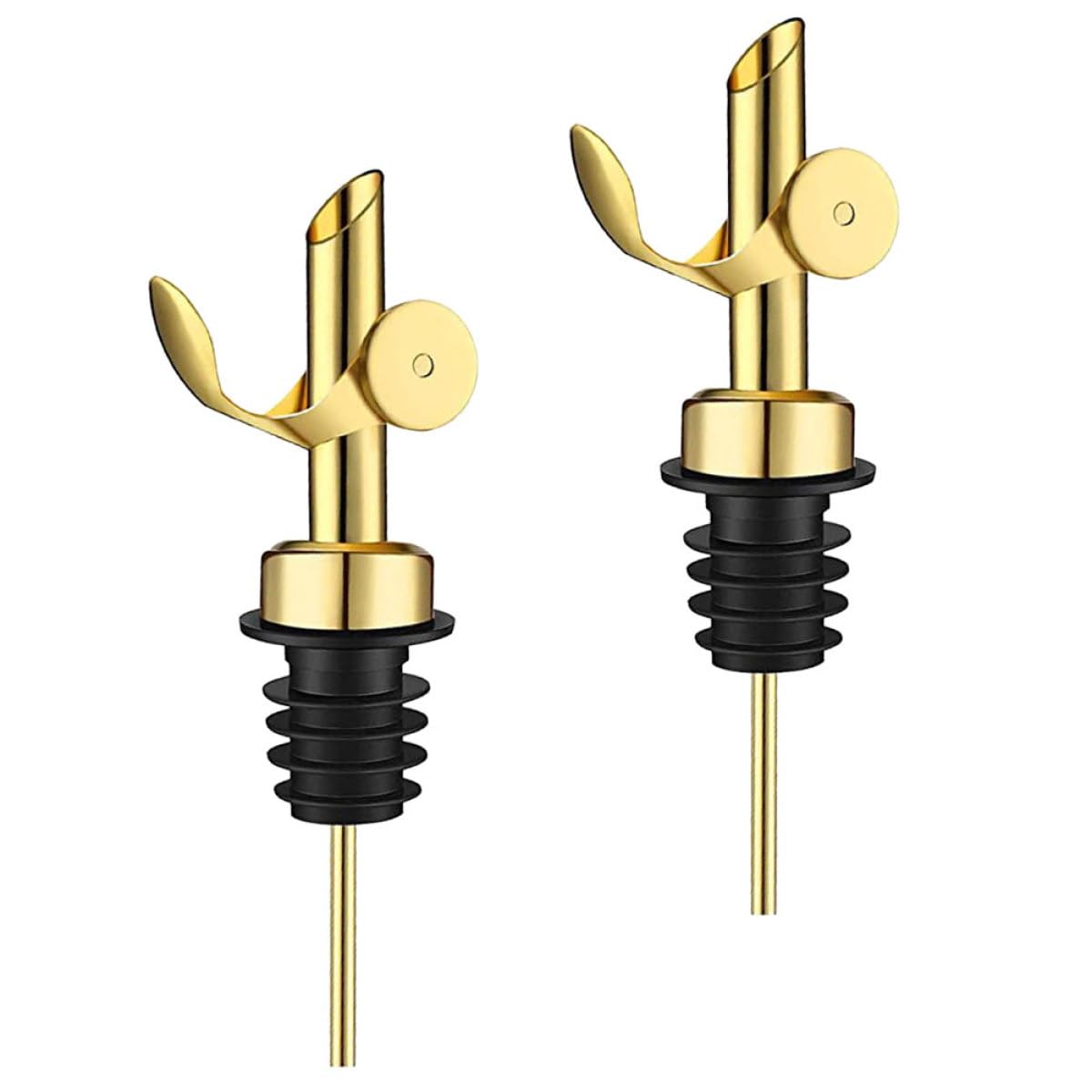 Vertedores de licor dorados POPETPOP para barra de bar y botellas de aceite de cocina, 2 piezas
