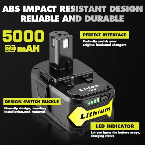 Image of 2Pack Upgrade 90000mWh High Capacity Replacement for Ryobi 18V Battery ,Compatible with Ryobi 18V ONE+ System Cordless Power Tools and Charger