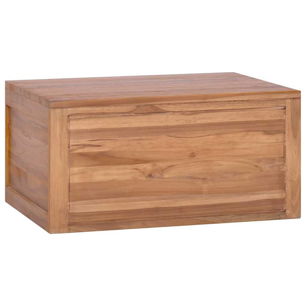 Mobile sottolavabo da parete, 60 x 45 x 30 cm, in legno di teak massiccio, mobile da bagno sospeso, per lavabo da appoggio senza foro, già montato