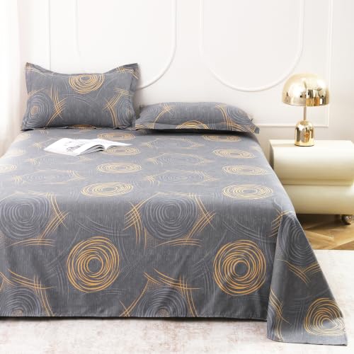 Image of Dew Cotton Bedsheet for Double Bed 160 TC 250 x 225 CM, Grey | Soft Lightweight Microfiber Bedsheet with 2 Pillow Covers, King Size 250 x 225 cm, Wrinkle Resistant & Easy Care Bedding