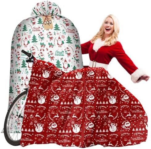 2Pcs Extra Large Christmas Gift Bags for Presents, 60×70inch Jumbo Christmas Gift Bags, Xmas Oversized Giant Gift Bags for Huge Christmas Gifts Bicycle, Bike and Dolls with 2Pcs Tags