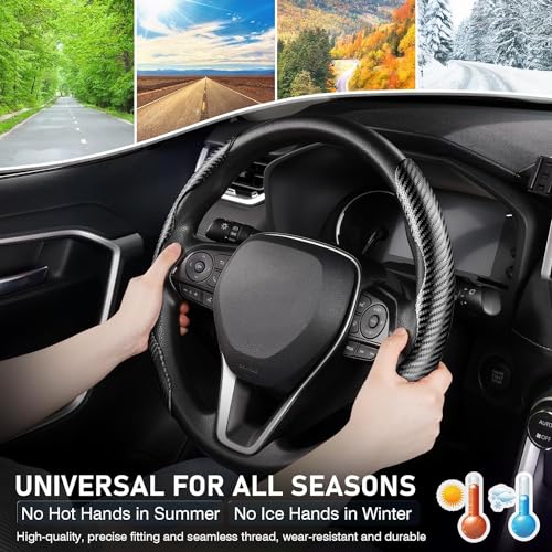 Image of Universal Carbon Fiber Car Steering Wheel Cover Anti-Skid, Butterfly Steering Wheel Cover, Non-Slip Segmented Steering Wheel Protector, Fit for 99% Cars, Car Interior Accessories.