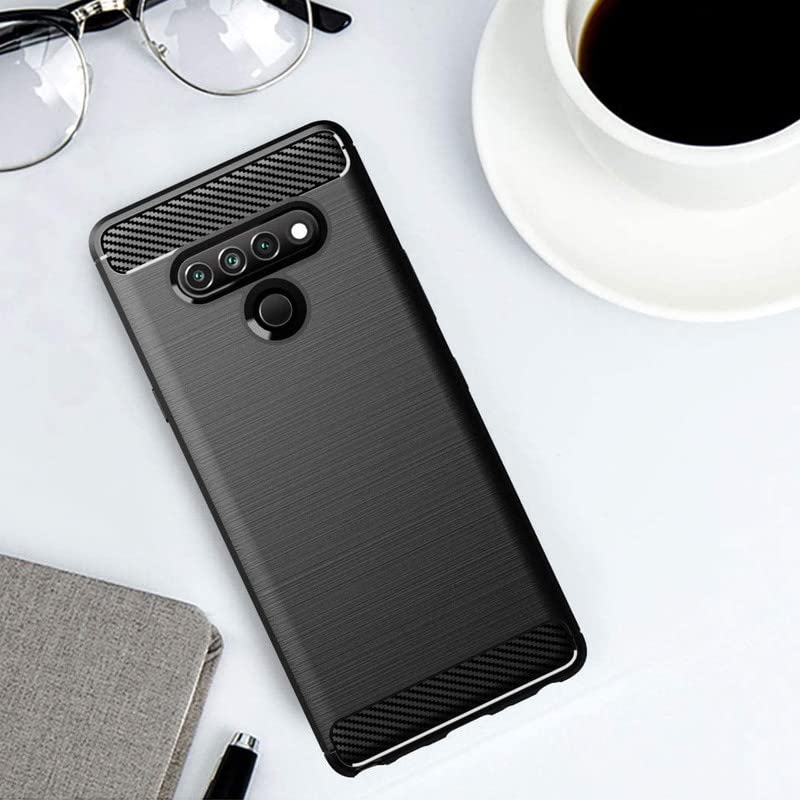 Image of NPRC Hybrid Ultra Slim Protective Case TPU Non-Slip Carbon Fiber Texture Shockproof Case Cover for Lg Stylo 6 - Black