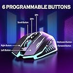 UHURU Wireless Gaming Mouse Up to 12000 DPI, Rechargeable USB-C Wireless Mouse with 7 Buttons 7 Dynamic LED Color Ergonomic Programmable MMO RPG for PC Laptop, Compatible with Windows Mac - Image 5