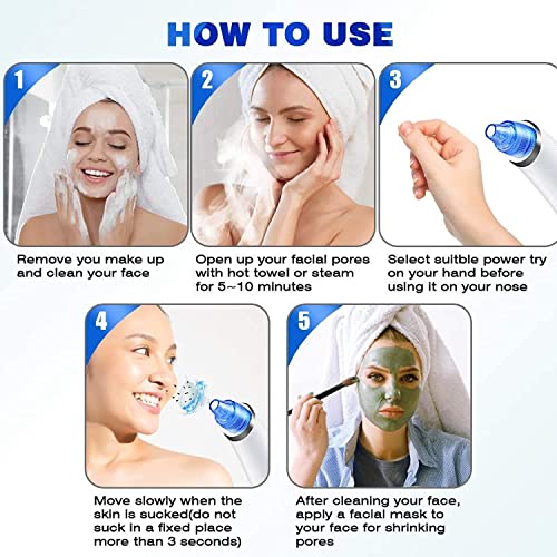 Veentus 4 in 1 Blackhead Whitehead Extractor Remover Device, Acne, Pimple, Pore Cleaner, Vacuum Suction Tool with 4 Suction Head for Men and Women, Blackhead Remover Machine... - Image 6
