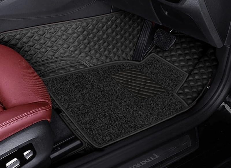 Image of NCEHEAL 7D Compatible with MG Majestor Custom Fitted Faux Leather 7D Antiskid Car Floor Mats - Black with Black Thread