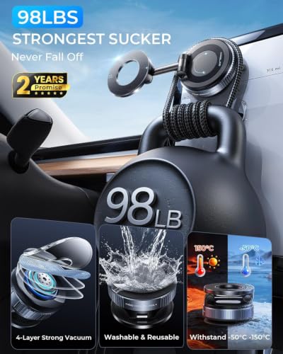 Image of MRGLAS 2026 Upgraded for MagSafe Vacuum Car Phone Mount, 2800gf Strong Magnetic Phone Holders for Your Car, 360 Adjustable 98LBS Suction Cup Car Mount, Car & Truck Accessory for iPhone 12-17 Pro Max