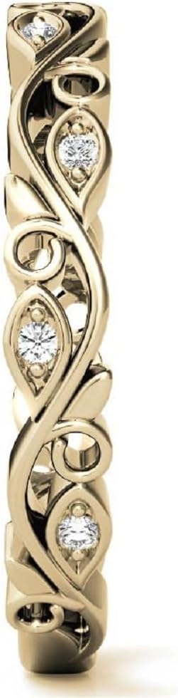 Wedding Band 18K Solid Yellow Gold, Moissanite Diamond Solitaire Propose Ring, Round Cut 0.25 CT Full Eternity Band, Engagement Ring Bridal for Her, Handmade Band, Ring for Women