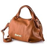 Baroncelli Italian Light Brown Leather Purse for Women Genuine Soft Leather Medium Size Shoulder Crossbody Bag Made in Italy