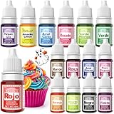 Colorante Alimentario - Fidton 15 Colores Colorantes Alimentarios Reposteria para la Decoración de Pasteles, Donuts - 6 ml