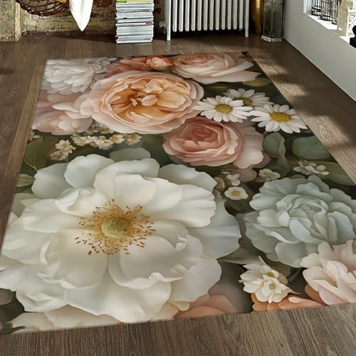 Tapis de cuisine sous la table lavable et esthétique rose