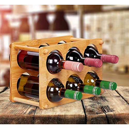 Soporte para 6 botellas de vino de madera para mesa miniatura 4
