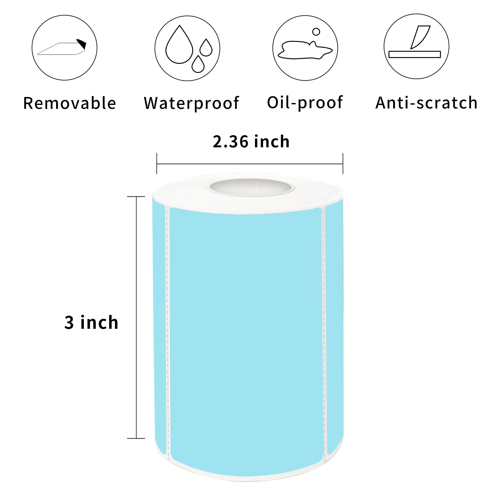 Snapklik.com : Yeachlaing 23 Inch Blue Removable Thermal Labels,Self ...