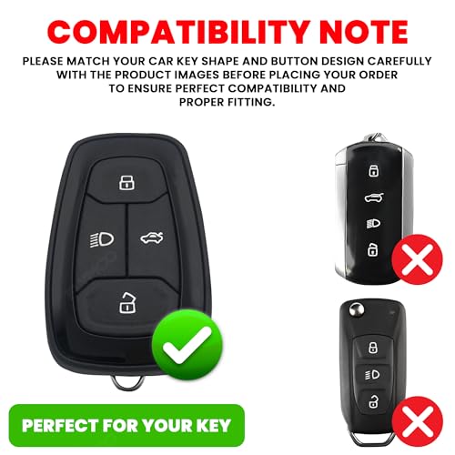 Image of Car Key Cover Compatible with Tata Nexon, Harrier | Safari | Altroz | Tigor | Ev | Punch | Tiago Ev Electric 4-Button Smart Key (Transformer Armour Series)