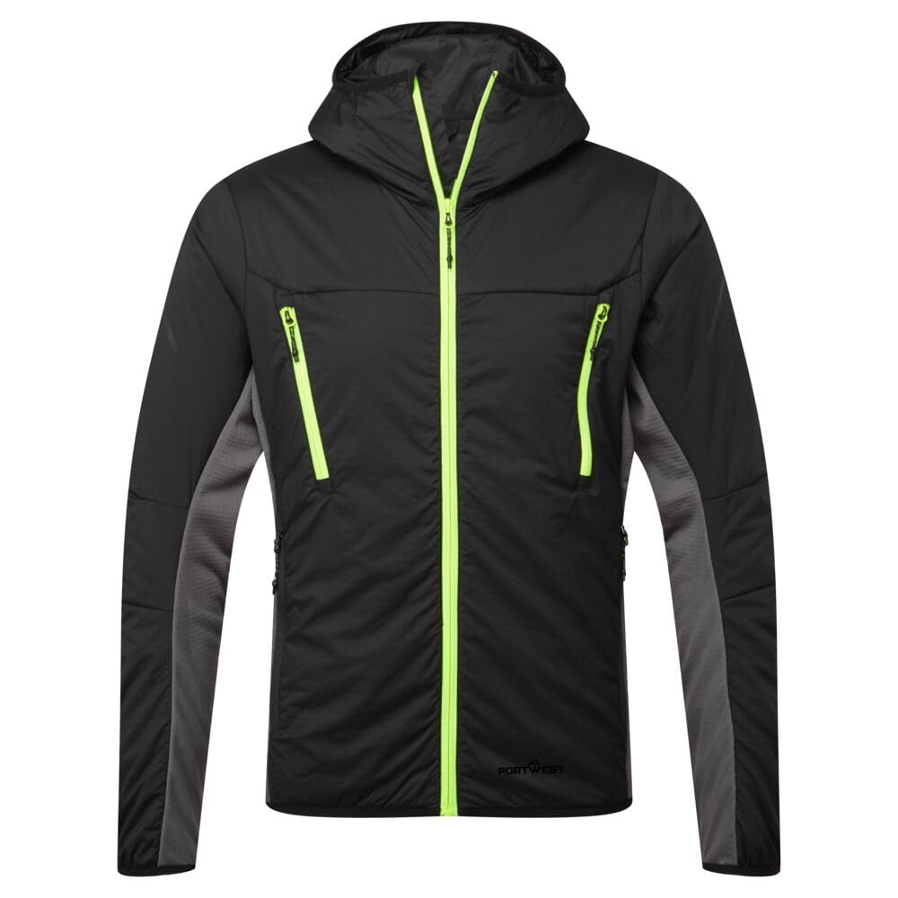 Portwest EV470 Men's Insulated Hybrid Jacket - Lightweight Breathable Reflective Workwear Jacket with Hood