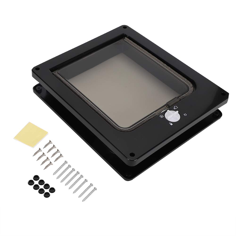 YOUTHINK Puerta Para Perros Y Gatos, Puerta Grande Para Mascotas Para Perros Fácil De Instalar Puerta Especial De Entrada Y Salida Para Mascotas Con Cuatro Posiciones De Bloqueo(L-Negro)