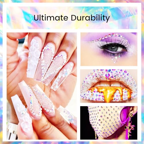 Image of Novani Rhinestones 1440pcs SS20 Glass Rhinestones Crystal Flatback Gemstones for Crafts Nails Makeup Bags and Shoes Decoration(SS20, Transparent AB)