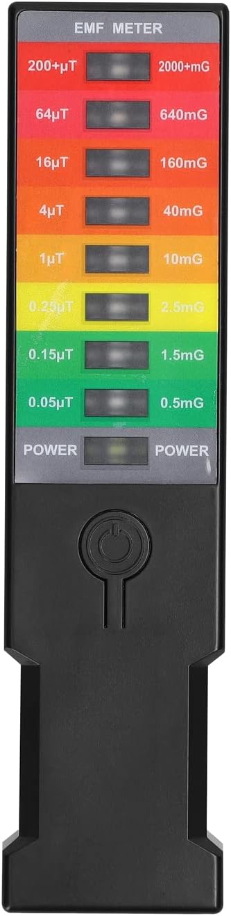 Shanjia Portable Electromagnetic Field EMF Gauss Meter Handheld EMF Meter Magnetics Field Monitor Home Environmental Electrical Electromagnetic Detector 9 LED Gauss Meter