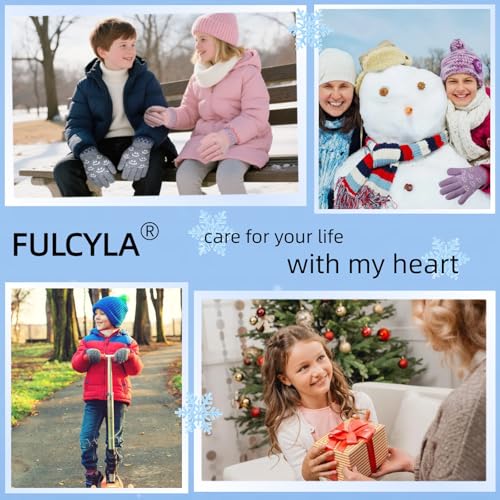 Kids Warm Winter Warm Gloves Knit Thermal Cold Weather Snow Gloves Fleece Lined Mittens for 8 9 10 11 12 13 Yers Girls Boys2