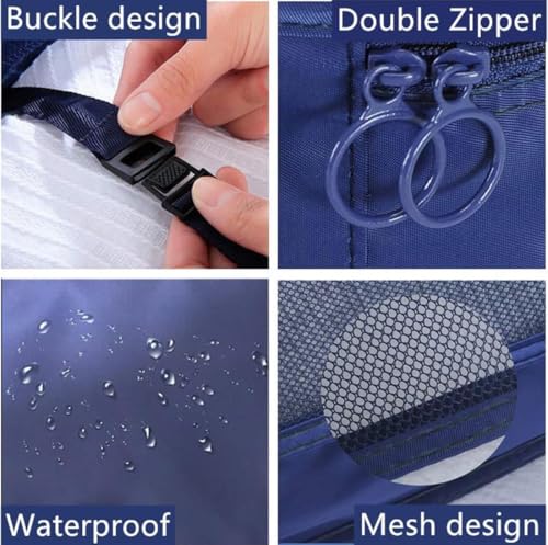 Image of QONETIC 7pcs Set Travel Organizer Packing Cubes Lightweight Travel Luggage Organizers with Laundry Bag or Toiletry Bag Laundry Organiser, Navy Blue