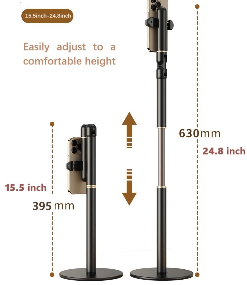 Supporto Per Cellulare In Alluminio 63 Cm - Regolabile 360° Per Smartphone 4-6,9", Per Streaming E Video - 5