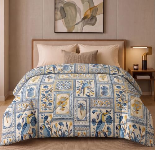 Image of HOMEKART 220 GSM Reversible Microfiber AC Comforter /Duvets for Mild Winter | All Season King Size 3 Layered Quilted Blanket for Double Bed (220 cm x 240 cm,Multicolour