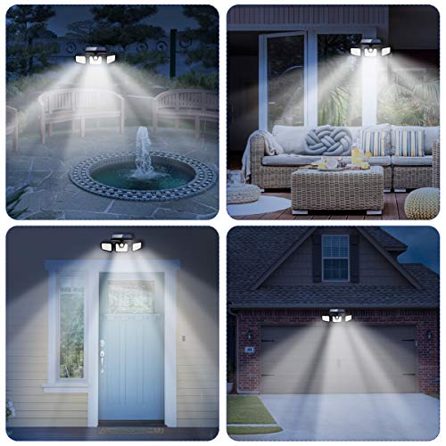 Solar Lights Outdoor with Motion Sensor, CHARMINER 3 Heads Security Adjustable Lights Solar Powered, 74 LED Flood Lights Motion Detected Spotlight for Garage Yard Porch Garden, 2 Pack